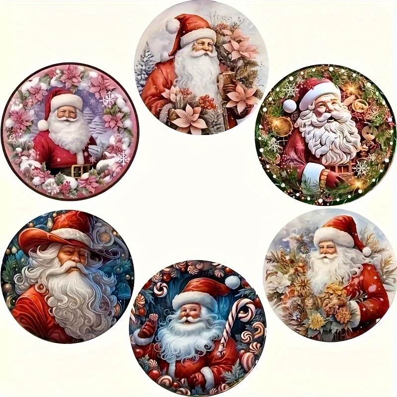 

Set Of 6 Wooden Santa Claus Coasters For Coffee Cups - Heat Resistant Desk Pads, Ideal For Coffee Shops, Office, Kitchen & Dining - Perfect Birthday Gift