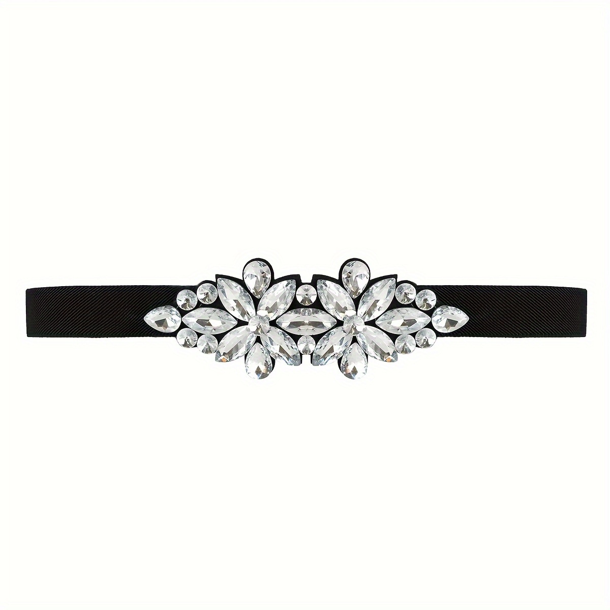 Image of Women's Handmade Glass Belt Fashion Waistband Elastic Dress With Stretch Belt
