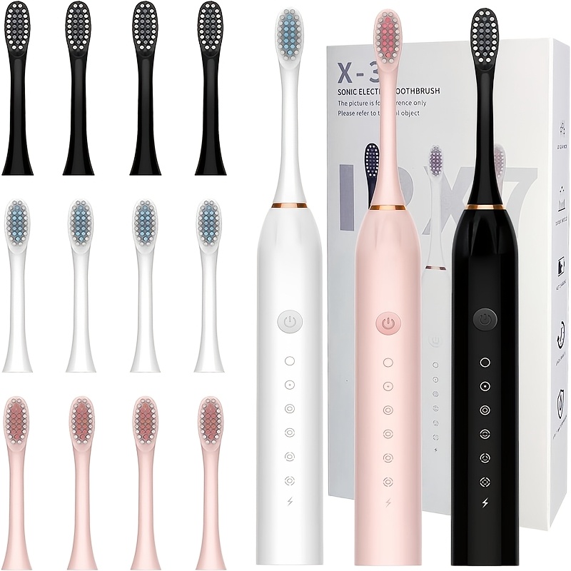 Electric Toothbrush with 6 Modes- Effectively Cleans Teeth & Gums, Rechargeable USB Electric Toothbrush with Replacement Head, Sonic Electric Toothbrush for Adults, Available In 3 Colors