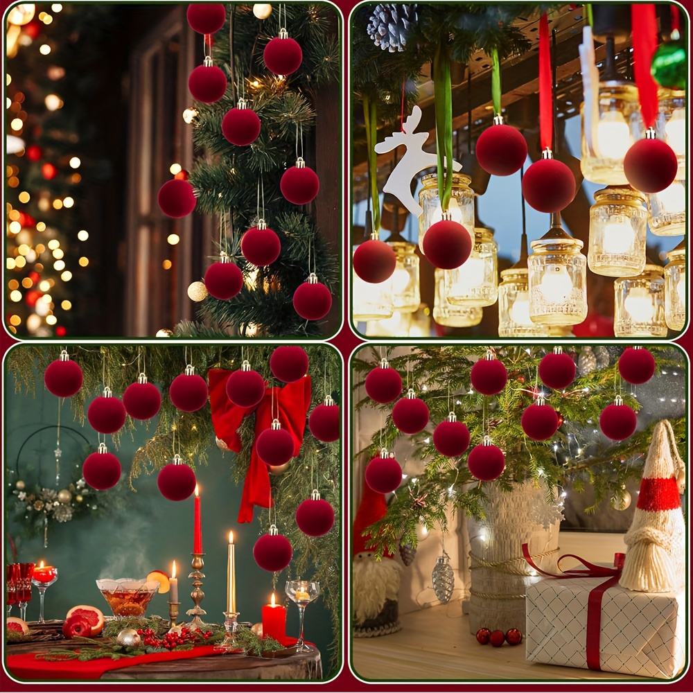 6 stück rote samt weihnachtskugeln dekoration