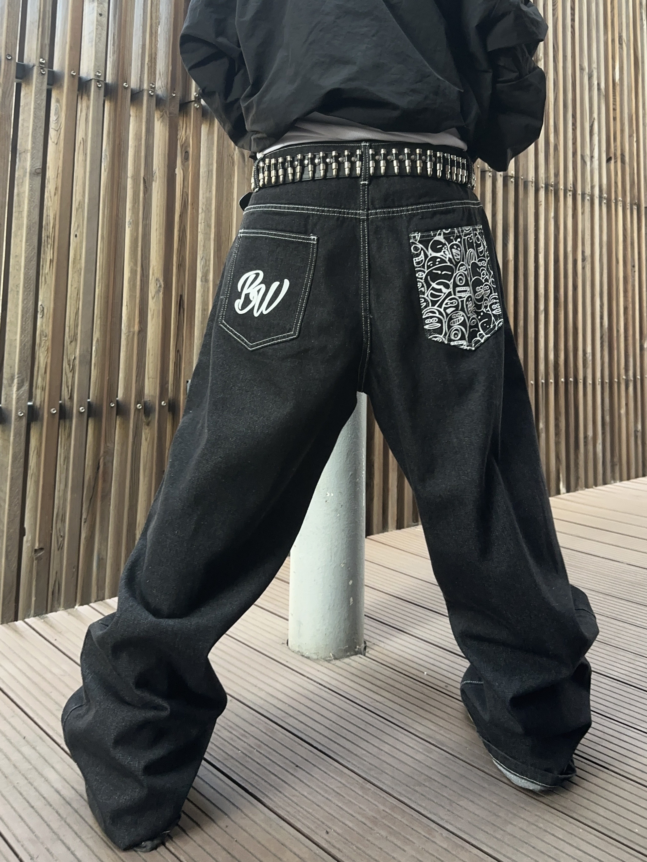 mens streetwear hip hop denim oversized loose fit non Temu South
