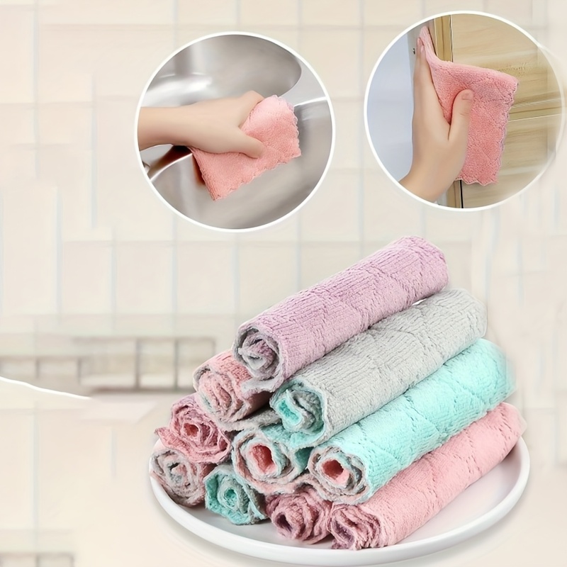 10pcs Multi-Purpose Kitchen Towels - Durable, Absorbent Dishcloths for Efficient Cleaning in Kitchen & Bathroom