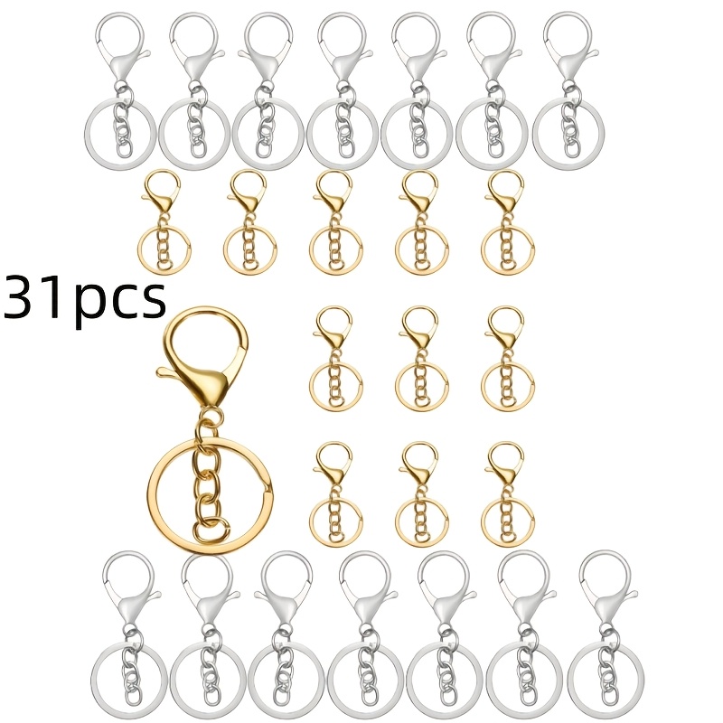 TEMU 28/31pcs Men's Keychains, Keychains Chain Lobster Clasps Key Fob Extension Chain, For Bag Phone Car Key Pendant Making, Keychain Additions