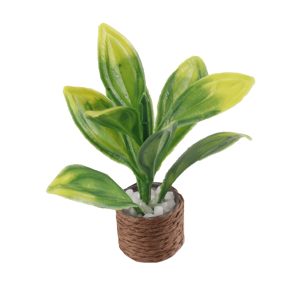 TEMU Plantes en Pot Miniatures à l'Échelle 1:12 pour Maison de Poupée, Maisons Modèles Miniatures et - Décoration Réaliste de Verte avec Feuillage en