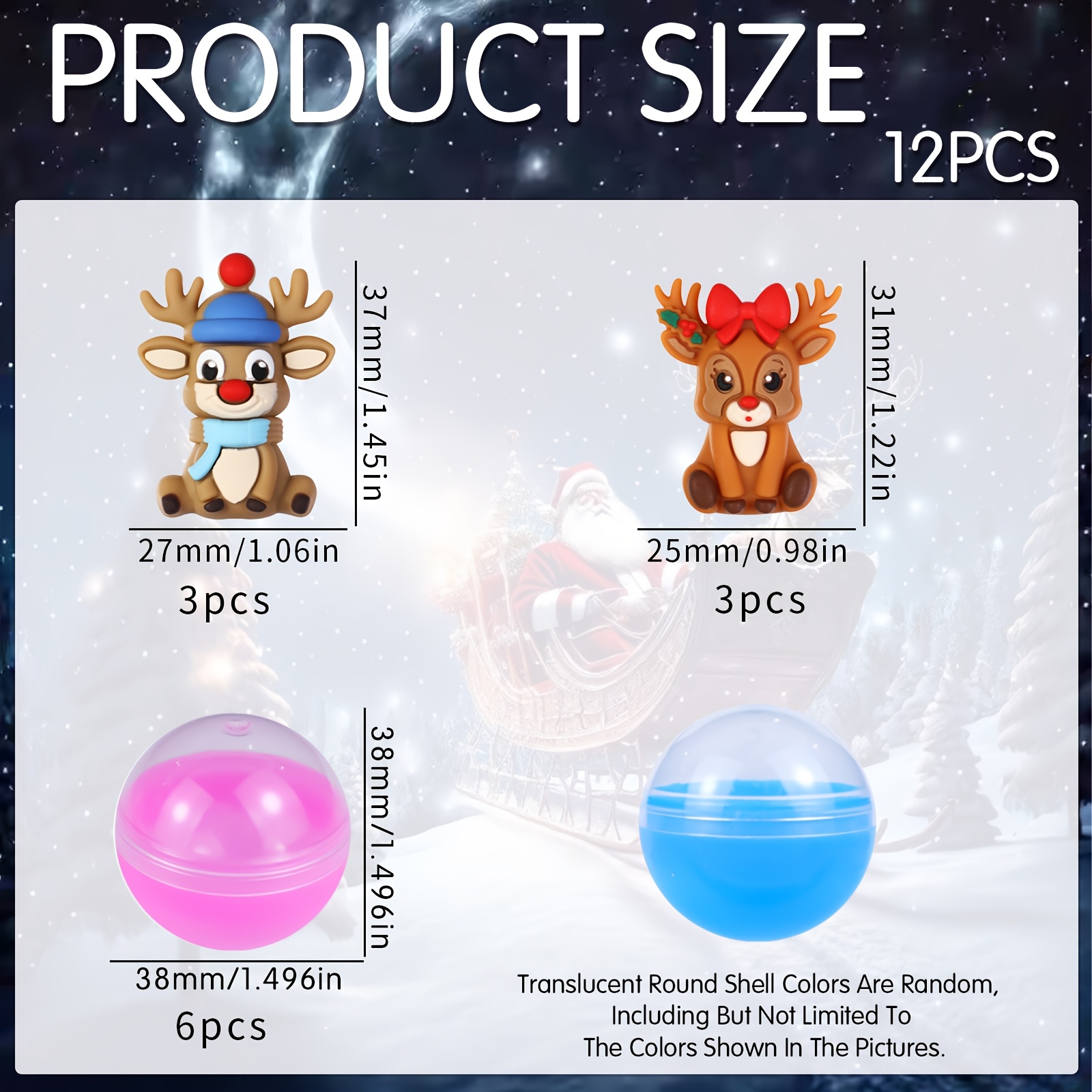 TEMU 12 pz Perline in Silicone 3D Renna Natalizia, Due Stili Inclusi Renna con Abito Blu e Renna con , Perline in Silicone per Focalizzazione, Adatte
