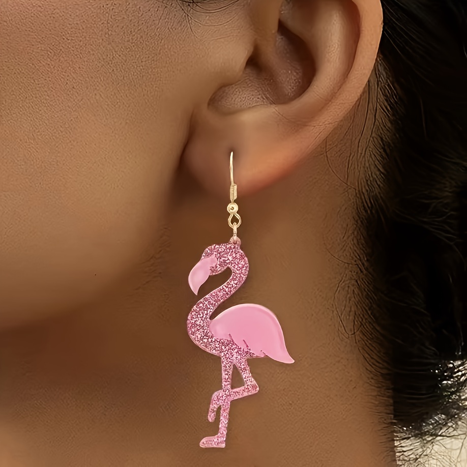 

2pcs Acrylic Cutout Fashion Simple Flamingo Earrings