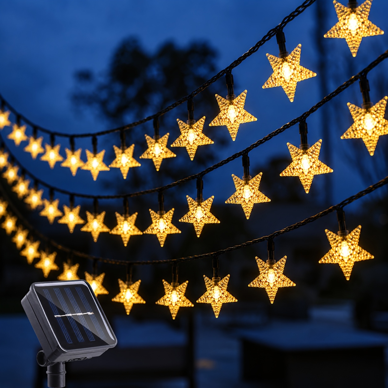 TEMU 100/50/20 Led Star String Lights, 39ft/23ft/16.4ft Solar Fairy String Lights, 8 Lighting , Outdoor Decoration For Garden, Patio, Camping,