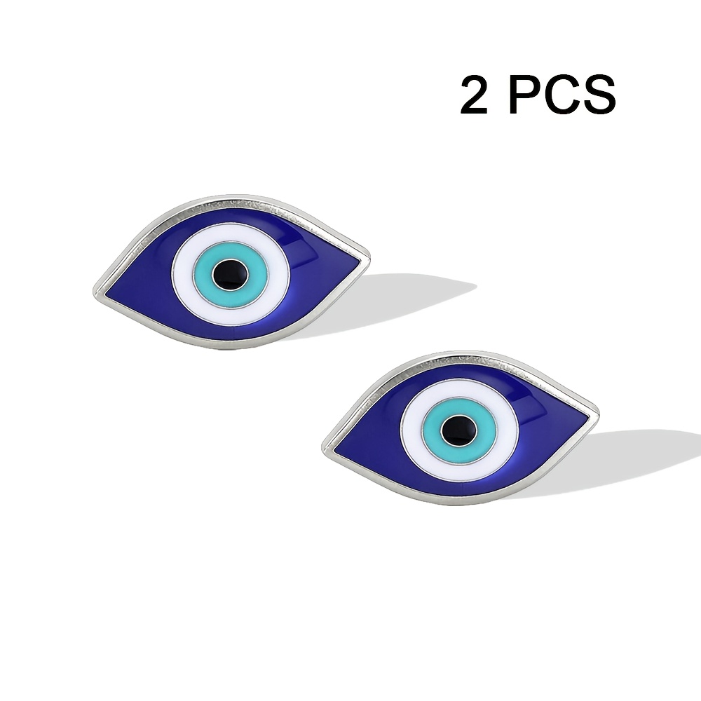 TEMU 2pcs Turkish Blue Evil Eye Enamel Badge, Metal Symbol Badge For Collectors, Versatile Decor Ornament For Hats, Handbags & Garments, Unique Mini