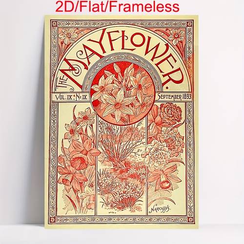 item picture 2d flat 2d flat 1pc frameless painting 2d retro cover print floral plant art inspirational motivational art poster for home office bedroom bathroom decor ideal holiday gift poster wall art