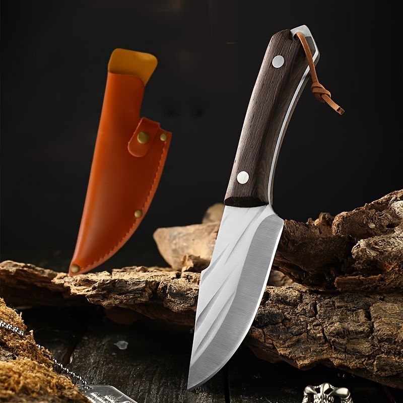 

Hand Held Meat Knife With Leather Cover Suitable For Outdoor Barbecue, Camping, Fishing And Other Activities