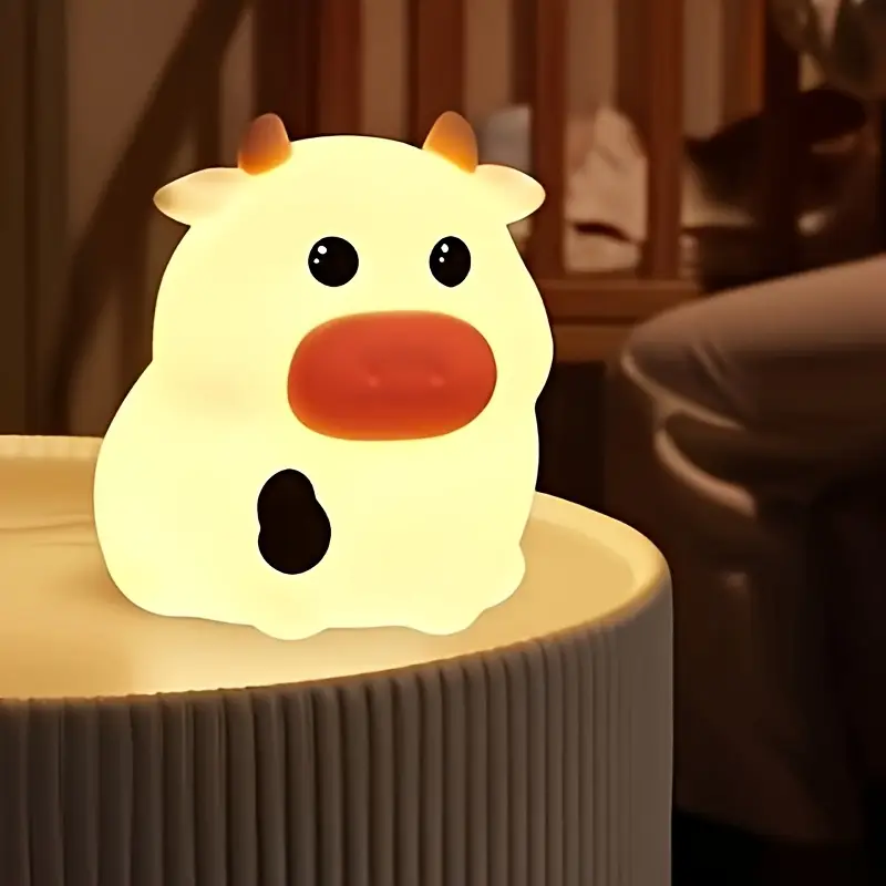 1pc three stage dimming timer little cow duck little night lamp touch sensitive desktop led night lamp with rechargeable battery 500mah portable sleep companion indoor and outdoor decoration bedside lamp design decorative lighting lightweight design durable construction room decor home decor lovers Product details 6