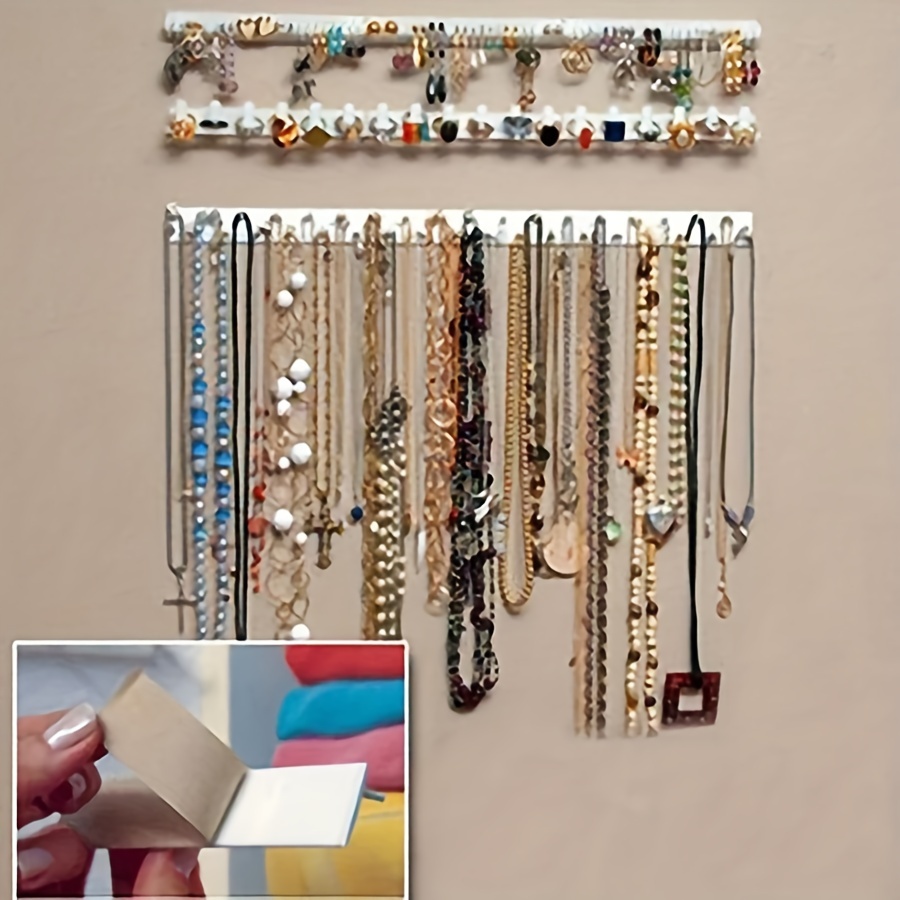 

3pcs/set Adhesive Jewelry Organizer, Magnetic Hooks For Wall Mount, Multi-purpose Jewelry Storage And Display Decor