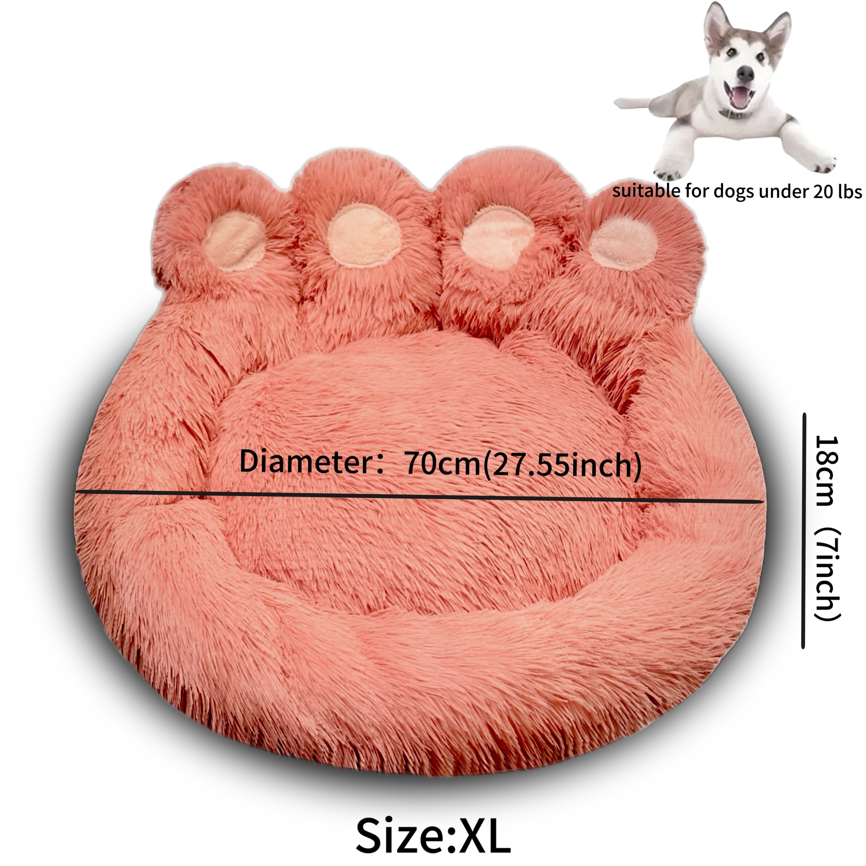 deluxe   plush pet bed ultra soft   fur round lounger for dogs cats warm and calming donut nest with anti slip bottom thick pp filling machine washable   small medium large breeds all year round Product details 7