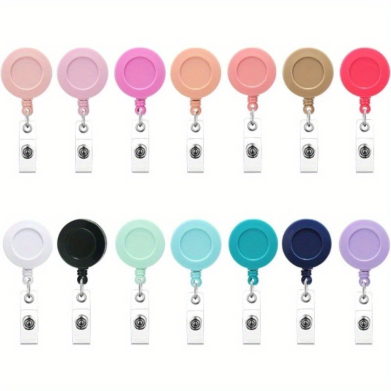 TEMU 14-pack Retractable Badge Reels - Mixed Solid Colors Nurse Id Holders With Alligator Clips, Durable Plastic Retractable Design For Hospital,