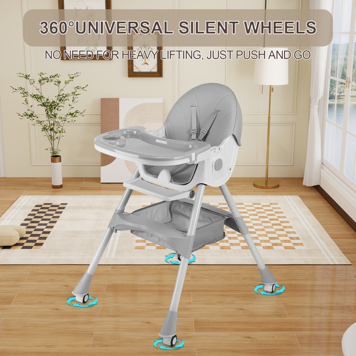 Baby High Chair, 3-in-1 Convertible Highchairs