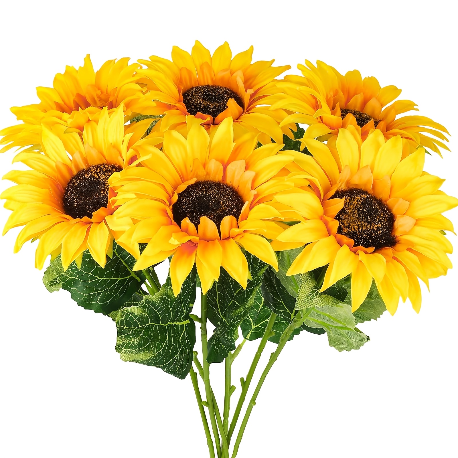 TEMU A Set Of 6 Colorful Uv-resistant Artificial Sunflower Bouquets, 25.5-inch Artificial Flower Arrangement, Perfect For Decorating Weddings, Homes,