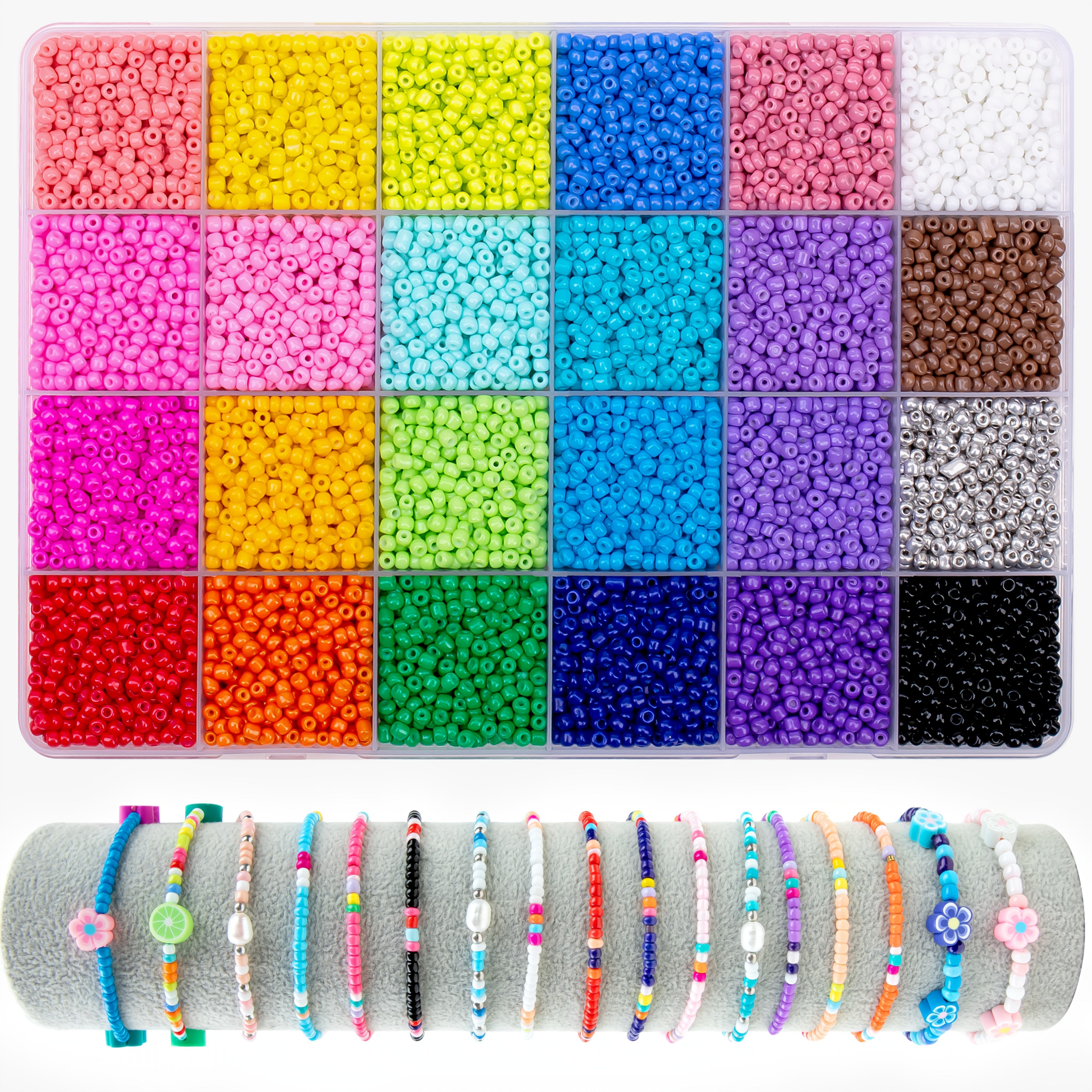 E-shop 14400 Stück M 24-Farben Perlen Set, für Schmuckherstellung, Basteln, Handgefertigte Ohrringe und Ohrbänder, Kunsthandwerk Geschenk,