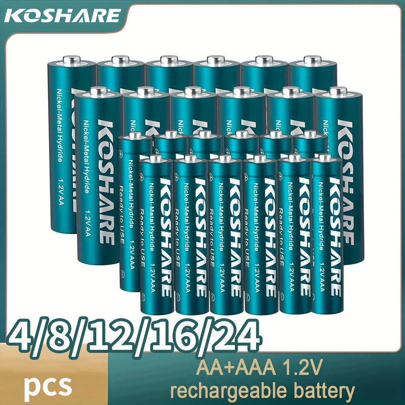 

Koshare Aaa Rechargeable Batteries, 1.2v 300mah Ni-mh Battery , Pre- For Remotes, Clocks, Doorbells, , Controllers - 24/16/8pcs