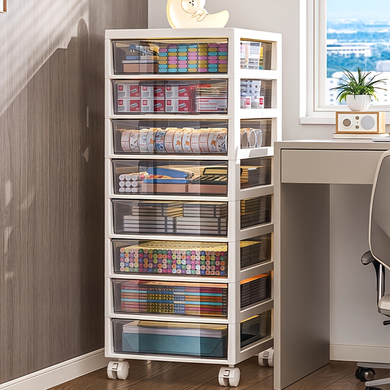 Rollbarer Aufbewahrungswagen mit mehreren Ebenen, Schubladen und oberem Ablagefach – ideal für Bürobedarf, Bastelmaterial und Zubehör
