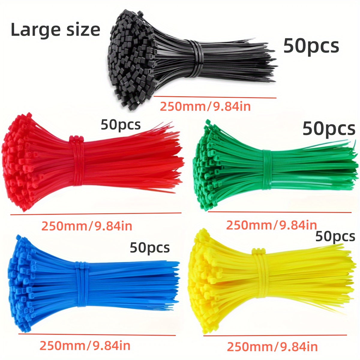 

50/100pc Nylon Cable Ties, Premium Self-locking Colored Plastic Wire Ties, Easy-to-remove Slip Knot Strapping For Indoor, Outdoor, Home, Office, Garden, Workshop - Durable Material