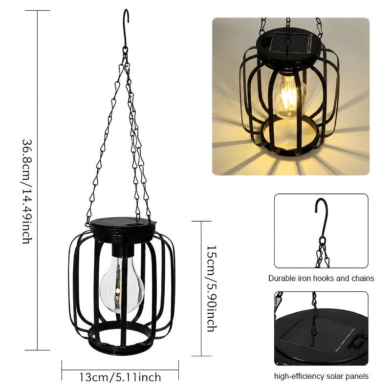 Solar Lantern Outdoor Upgraded Metal Solar Lantern Lantern Hanging Light Hanging Solar Chandelier Suitable For Courtyard Aisle Decoration