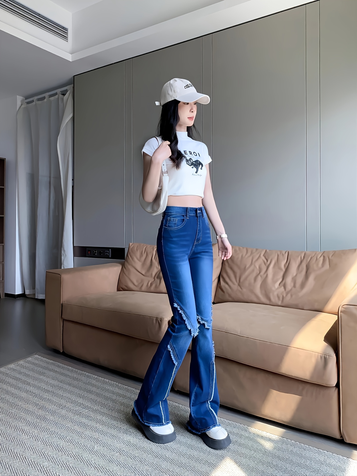 Jean Femme Toocool Push Up Patte D'Éléphant - Taille Haute - Noir - Taille S