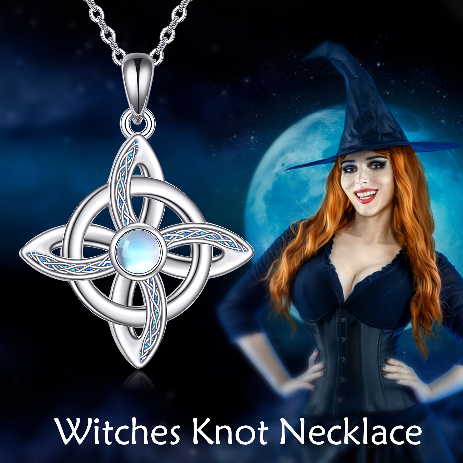 Women's 925 Sterling Silver Witch Knot Pendant Necklace