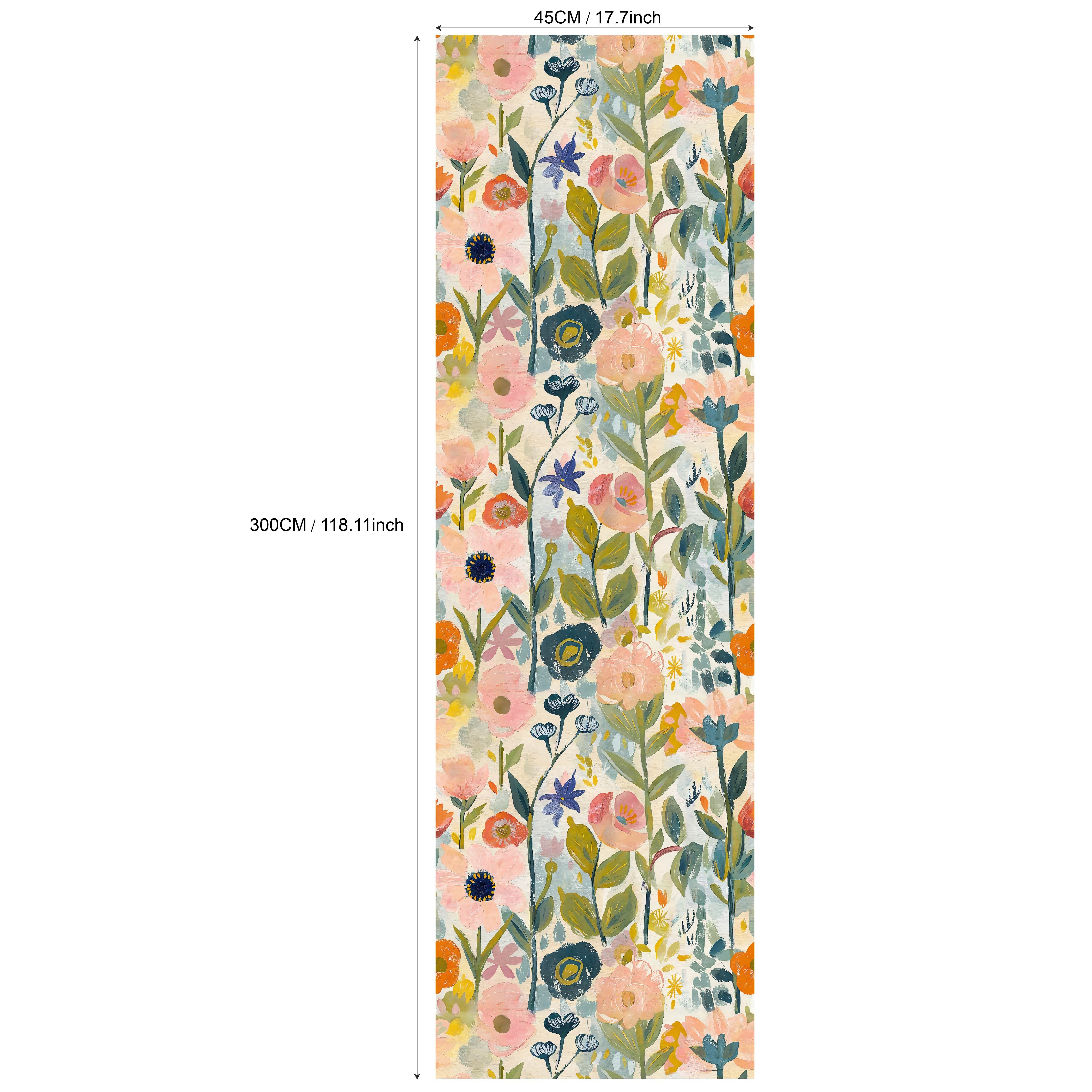 Image of Watercolor Floral Peel-and-stick Wallpaper, Waterproof Wall Stickers For Renovation, Removable Beautiful Plant Murals, Home Oil Painting Decor, Wall Art, Wall Decoration, 17.7 Inches * 6.5/9.8 Feet