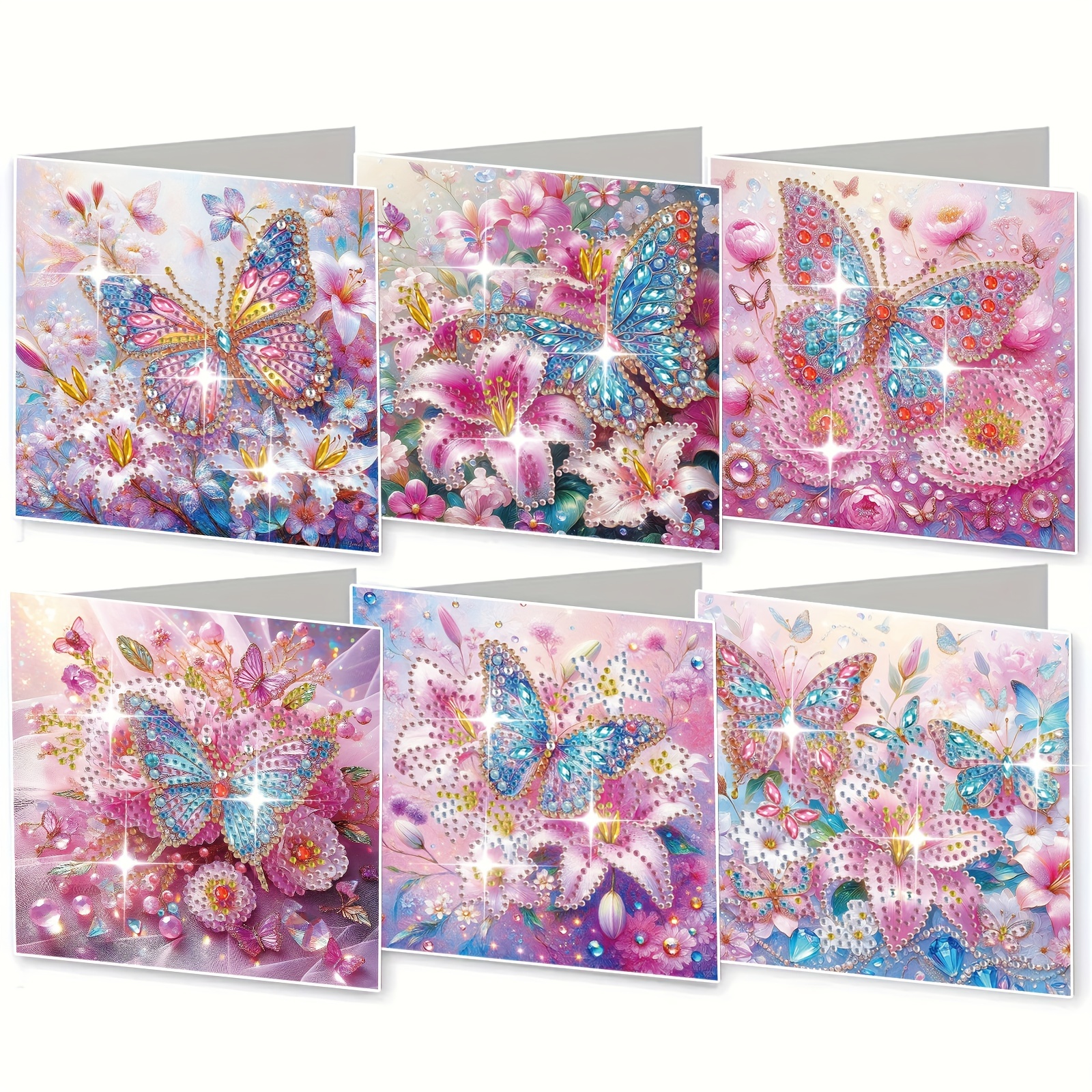 Image of 6pcs Diy Diamond Painting Set, Santa Claus Theme Paper Greeting Cards, And Wishes, , Irregular Shaped Diamonds, Suitable For Holiday Gifts, Christmas Gift Present