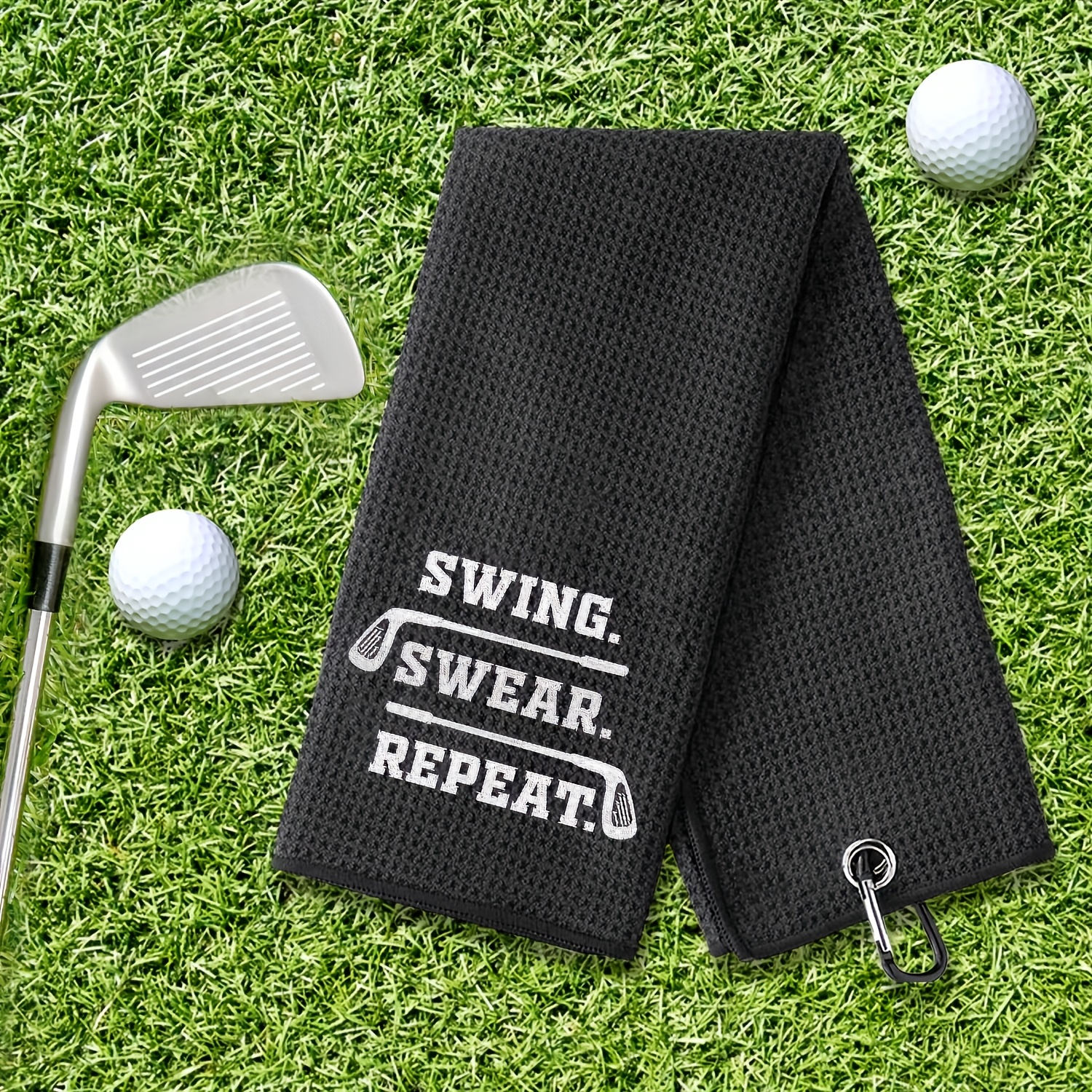 TEMU Fun Golf Towel Suitable For - Machine Washable Golf Gift With Swing, Multicolor Golf Course Towel For Swing Practice, Swing Vow Repeat Gift For