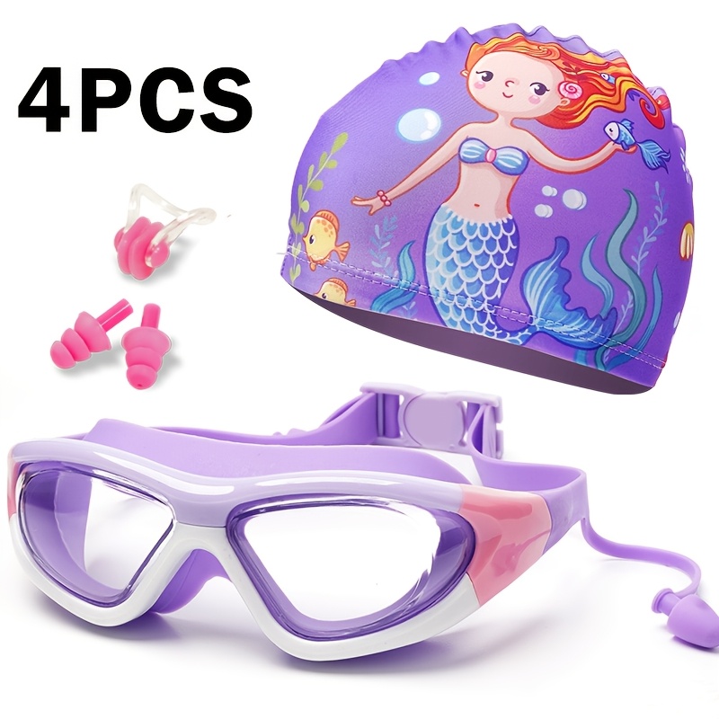 Image of 4pcs Kids Swim Goggles & Leak-proof Suitable For 3-15 Years, Soft Silicone Frame With Adjustable Strap, Lens, Technology For Pool, Beach, Water Sports - Color-coded For Swimming Earplugs Compatible