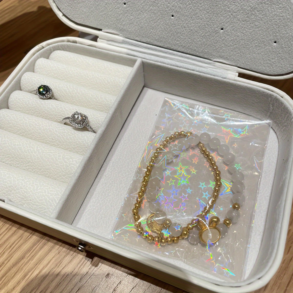 50 Transparent Laser Jewelry Pouches, Glitter Storage Bags