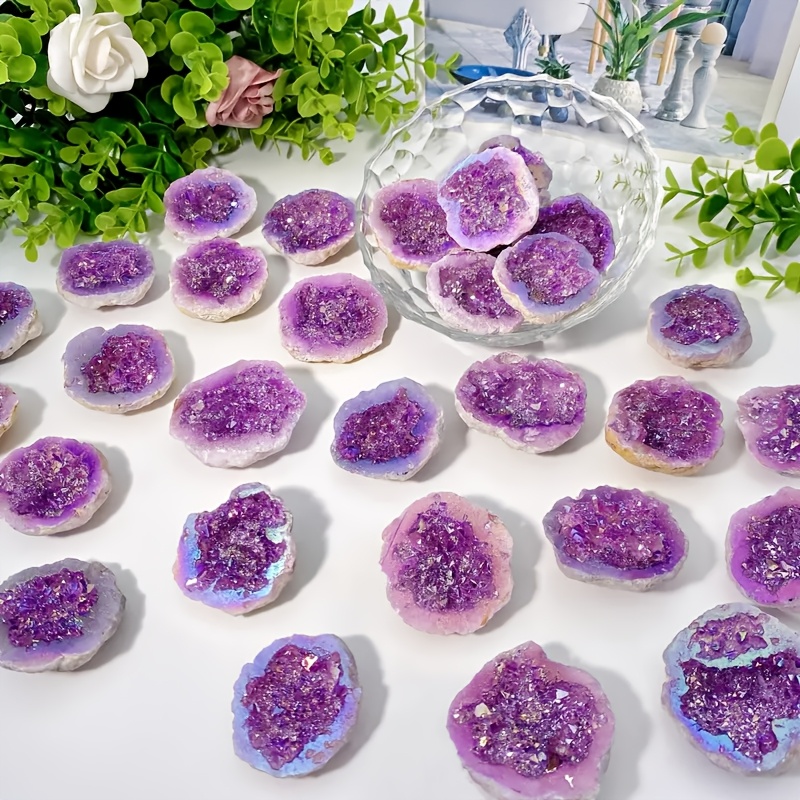 Random Purple Electroplated Crystal Geode, Unique Jewelry & Home Decor