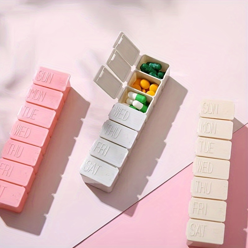 Portable Weekly Pill Box with Seven Compartments