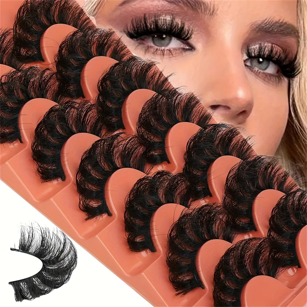 

Hypoallergenic 8d Volume Fluffy Faux Eyelashes - 7 Pairs Full Wispy Strip False Lashes, 20mm Curly Natural Look Pair Set