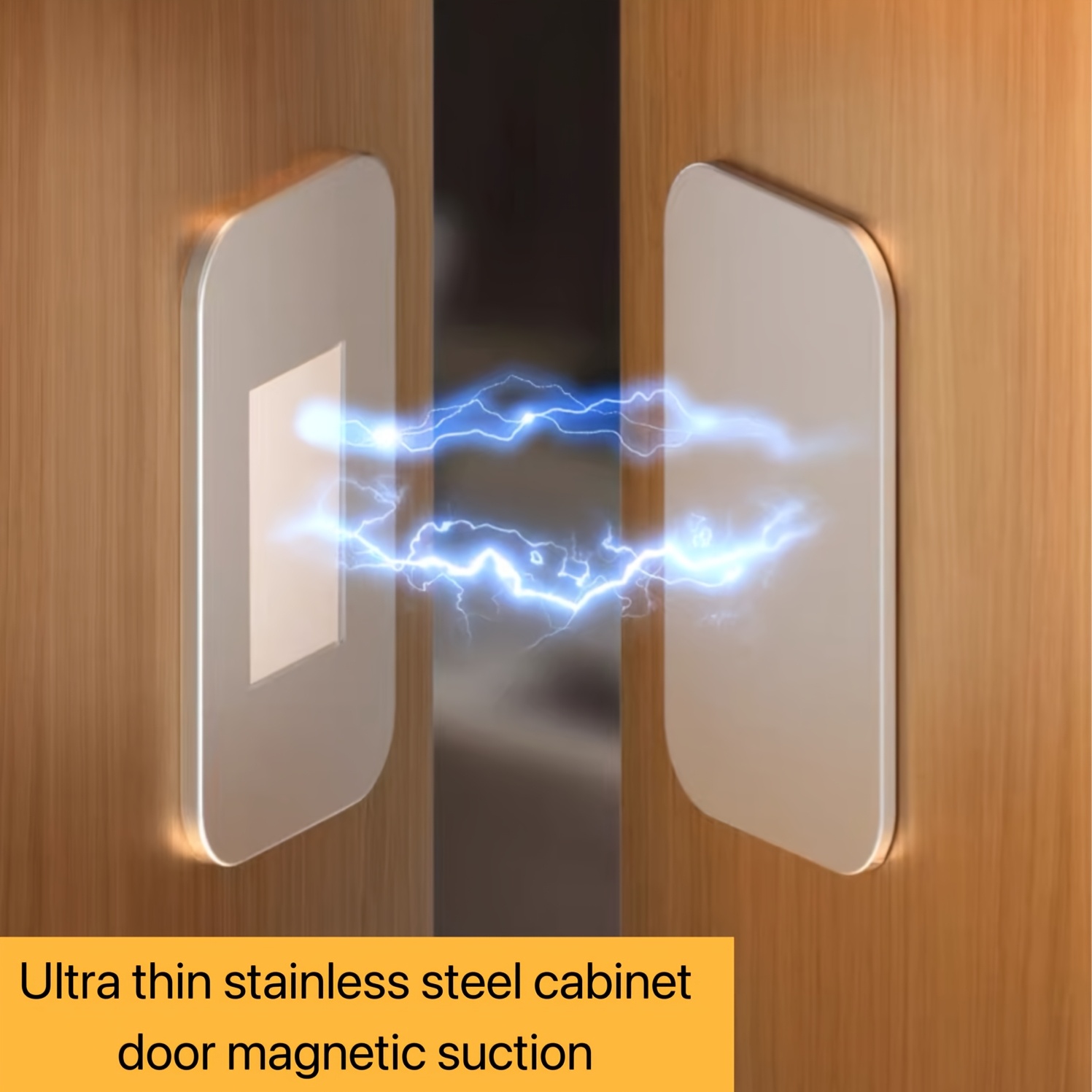 stainless steel ultra thin strong magnetic cabinet door magnet no drilling required for kitchen cabinets wardrobes and drawers double sided   installation non destructive installation secure fixation refrigerator magnet 1 pair