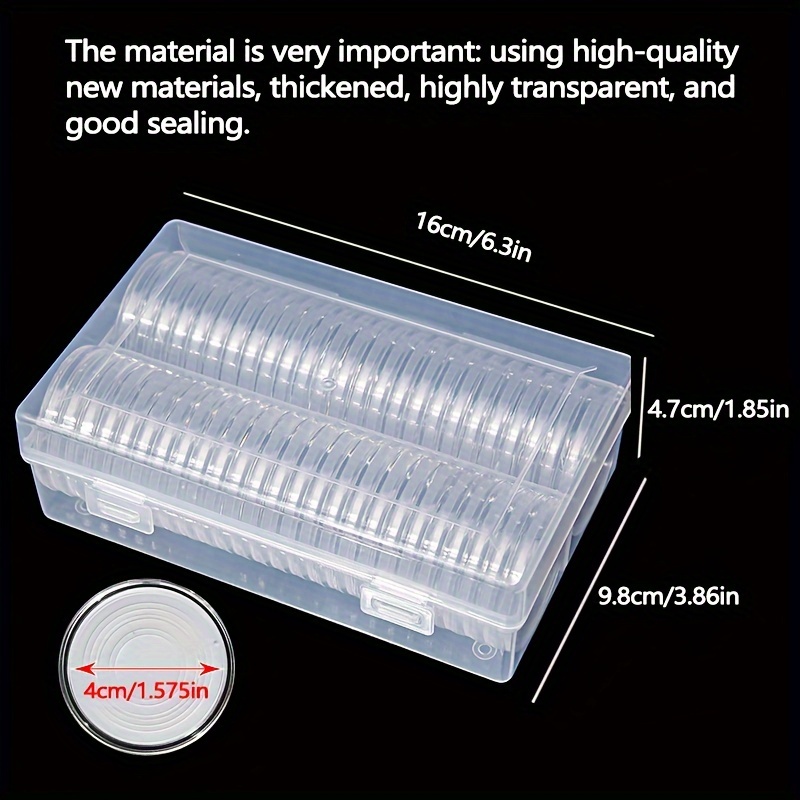 набор из 50 шт. (круглая коробка 40мм + внутренняя подкладка + коробка для хранения) коробка для коллекции  ,   для памятных  , круглая пластиковая коробка для  , коробка для военных медалей, принадлежности для коллекции  , товары для творчества и рукоделия подробные сведения 1