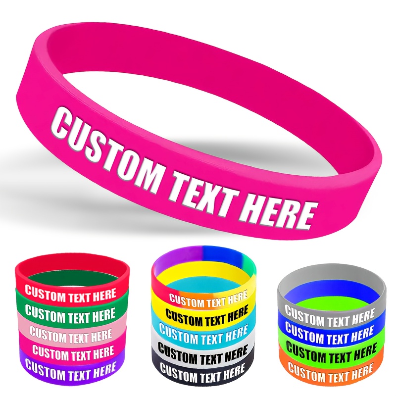 55pcs Custom Silicone Wristbands with Letter Patterns
