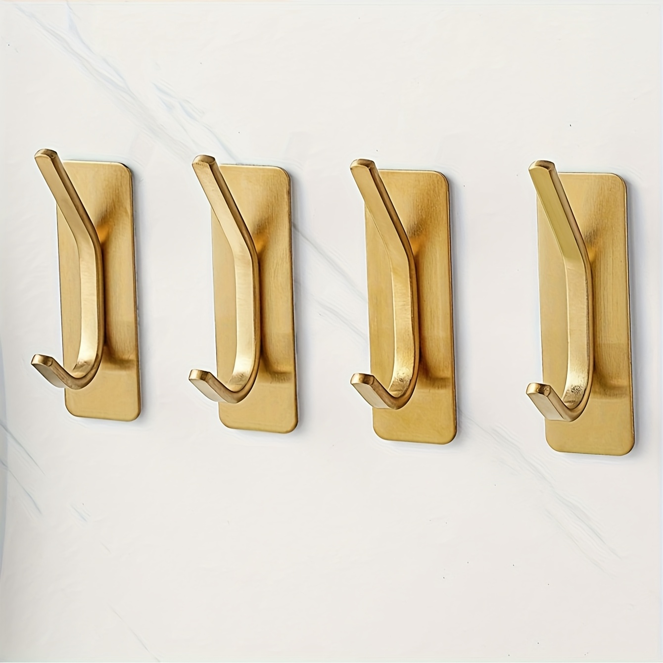 Image of 2/4pcs, No Drilling Required, Adhesive Hook, Clothes, Towels, Bath Towels, Bathrobes, Hats, Keys, Hooks, Bathroom, Toilet, Bedroom, Dormitory, Kitchen, Garage Storage Hooks, High Quality Stainless