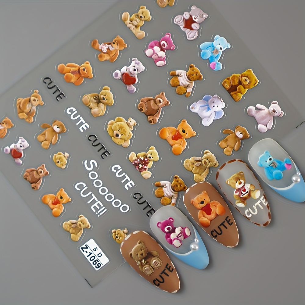 

Bear Art 3d Embossed - -adhesive Plastic Decals For , - , Use - Assorted For Embellishments