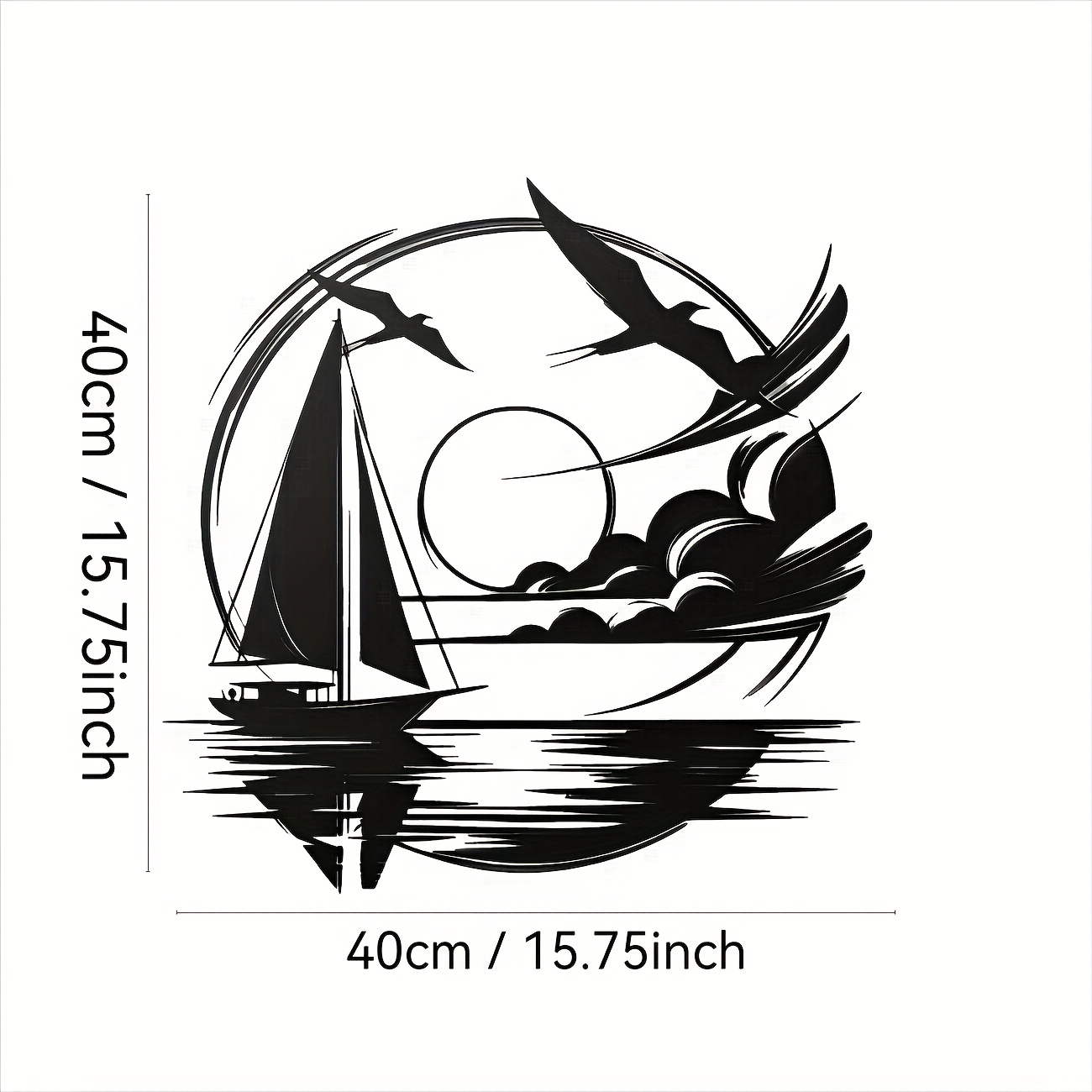 TEMU Modern Metal Sailboat & Seagull Wall Art - 2d Flat Nautical Decor With , 40x40cm, Easy To Hang For Living Room, Beach House, Coastal Theme -
