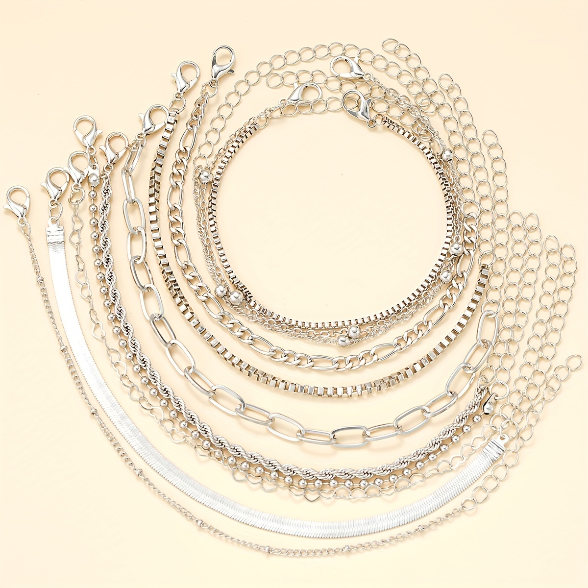 11pc Twisted Snake Bone Chain Bracelet Set for Ladies