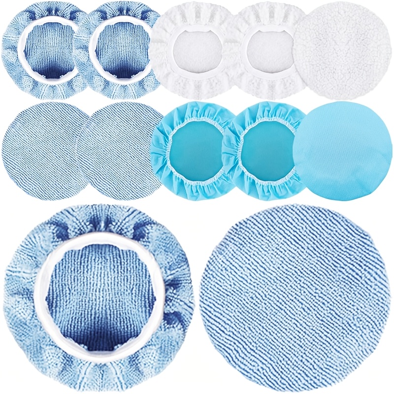 TEMU 12pcs Car Polisher Pad Bonnet Polishing Bonnets Microfiber Bonnet Polishing Pad Bonnet Buffing Pad Cover Buffer Bonnets For Car Polisher