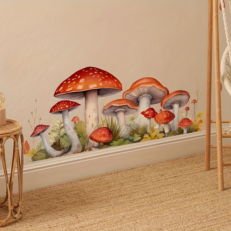 1pc Mushroom Sticker, Forest Grass Nature Decorative Wall Art For Home - Gift & Unique Room Décor