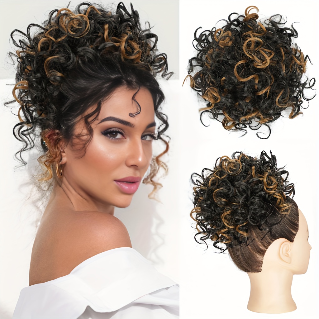 Synthetic Hair Clip-In Messy Bun Updo 8 Inches 70g Daily Use messy bun hair piece women 70g elastic drawstring loose wave  main image 2