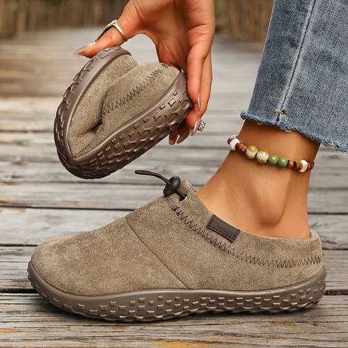 zapatos casuales de moda versátiles de color para con punta redonda, diseño de pie ancho, , cómodos y duraderos, con cordones, gruesa, pantuflas para el hogar, zapatos de mujer