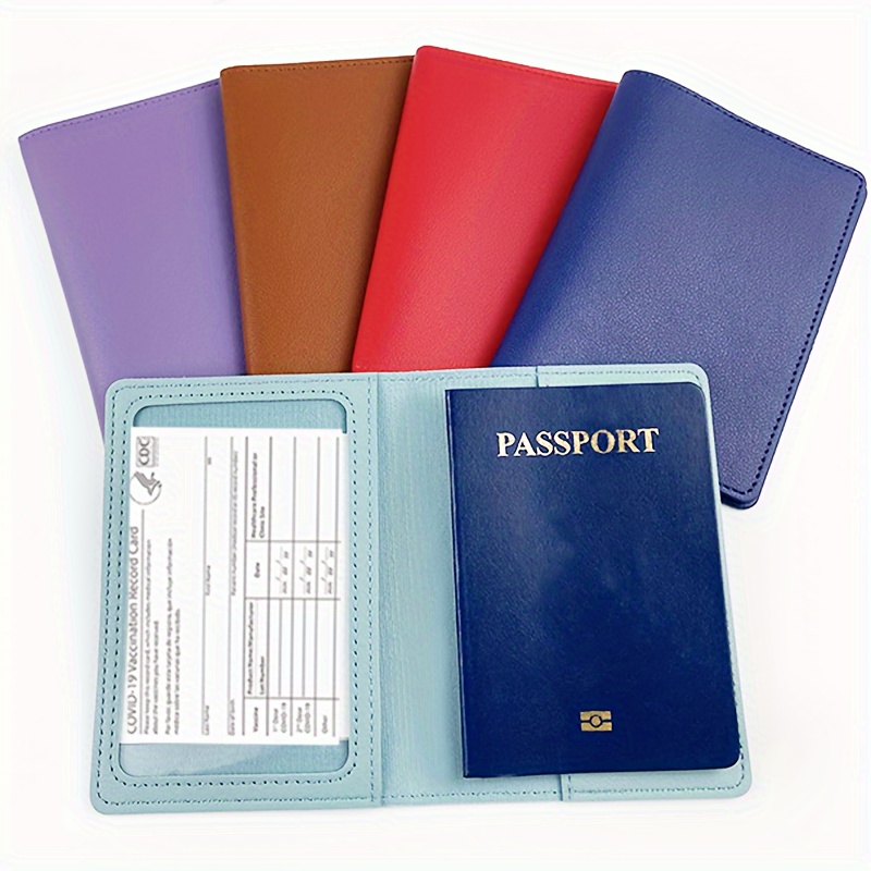 Funda Pasaporte Ranura Tarjeta Funda Pasaporte Piel Becerro - Temu