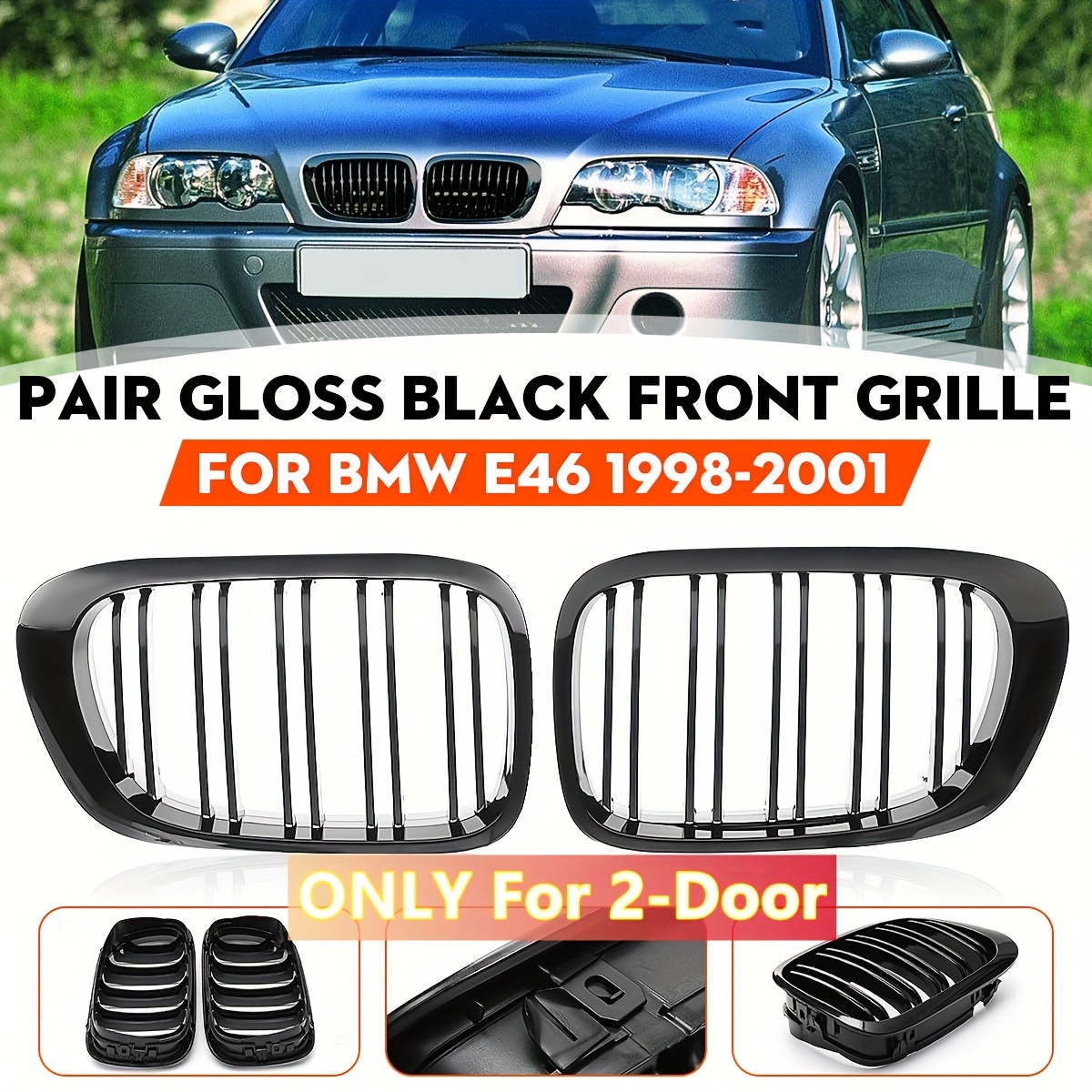 

Kidney Grille For Bmw E46 2- (1998-2001) - Abs ,