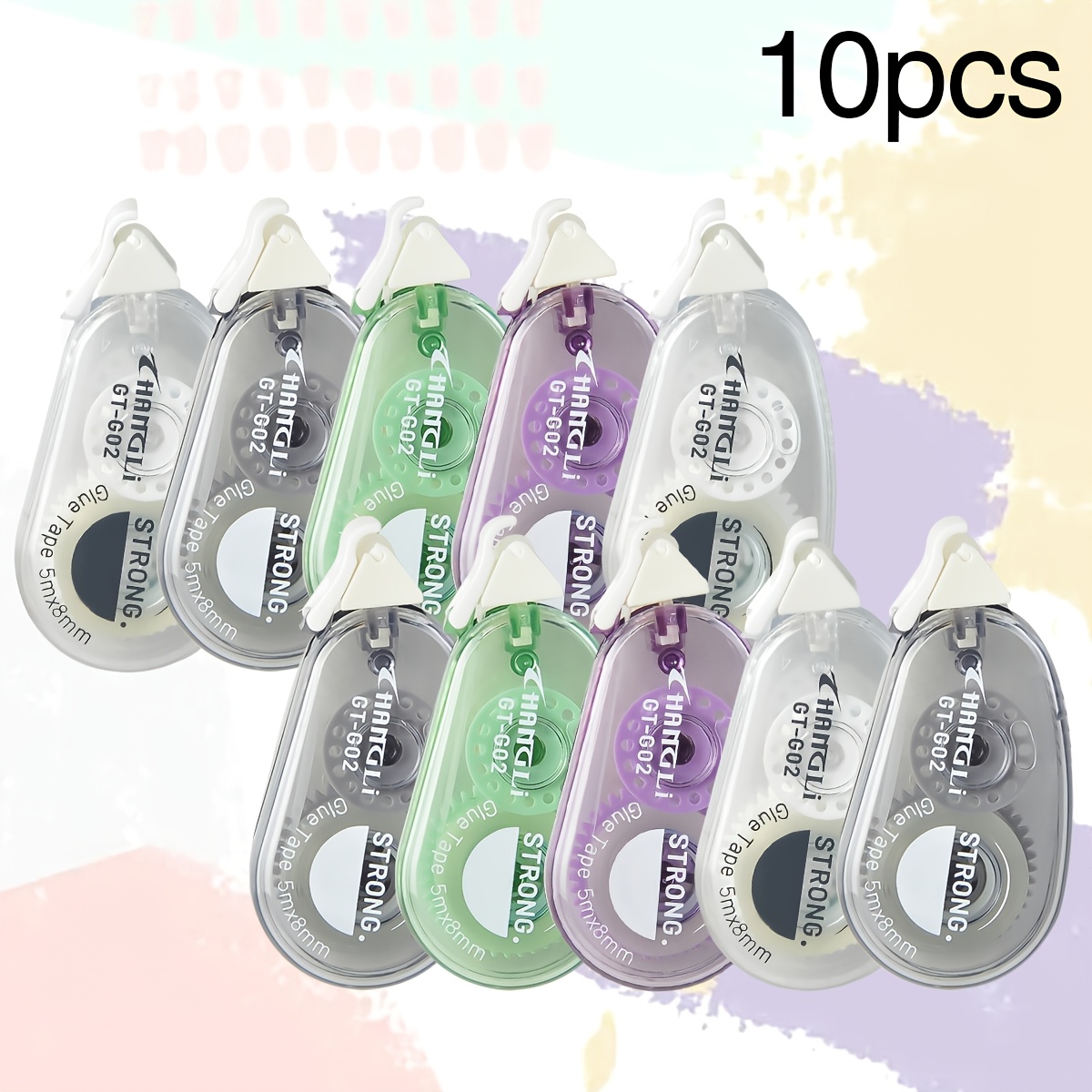 TEMU Wqn 6/10/12pcs Multi-functional Double-sided Dispensing Random Color Fast-drying Durable Colloid, Smooth Suitable For Questions, Correction,