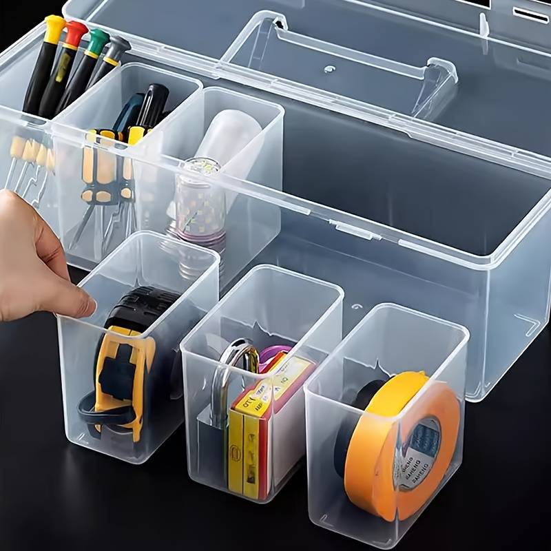 Argon 6-Compartment Small Plastic Storage Box - 2 Pack Clear Hardware Organizer